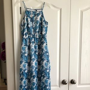 H&M Blue & White Summer Dress with Slits